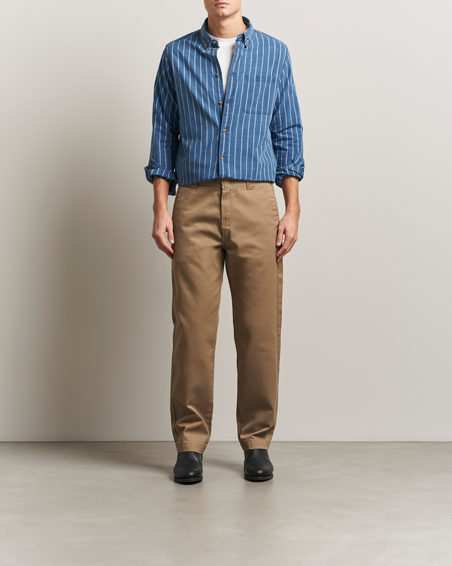 Homme | Chemises | LES DEUX | Indigo Stripe Shirt Denim Blue
