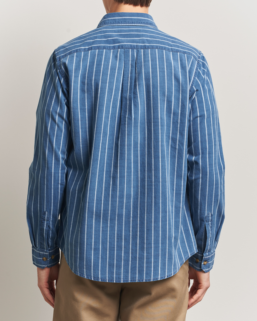 Homme | Chemises | LES DEUX | Indigo Stripe Shirt Denim Blue
