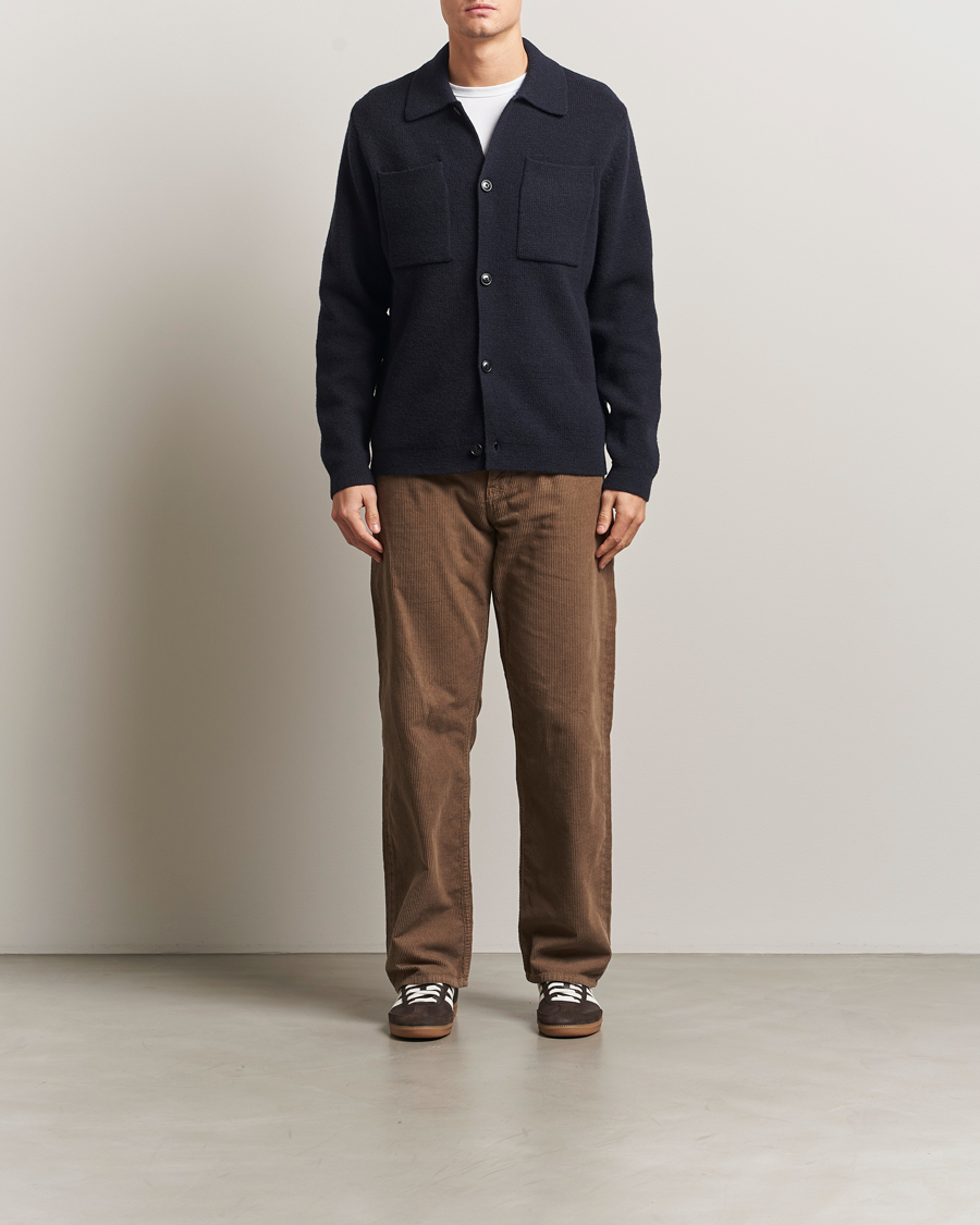 Homme | Chemises | LES DEUX | Fisher Milano Wool Knit Overshirt  Navy