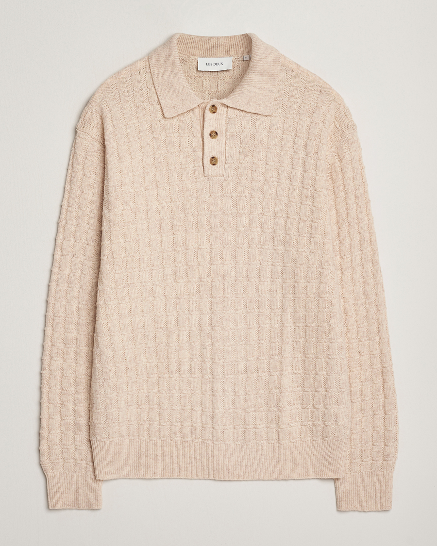 Homme | Pulls Et Tricots | LES DEUX | Gustav Structured Polo Knit Light Sand Melange
