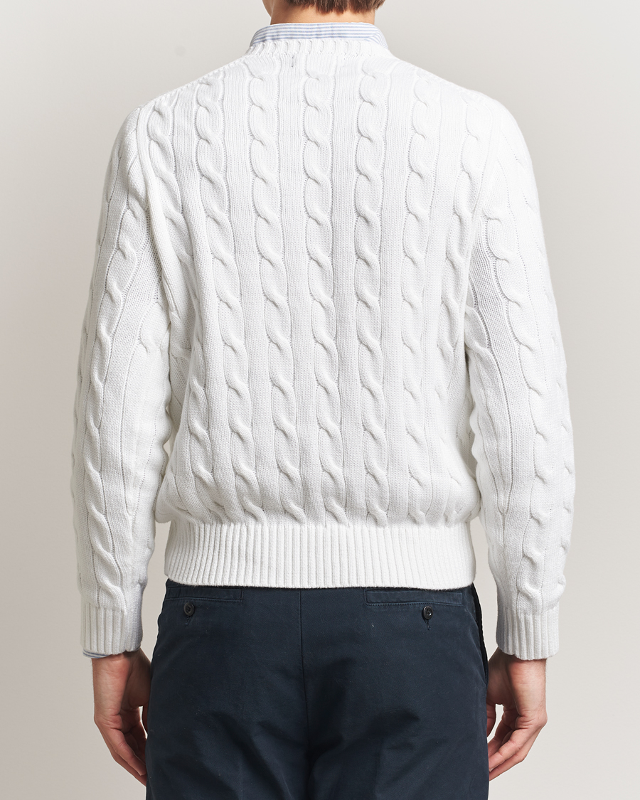 Homme | Pulls Et Tricots | Polo Ralph Lauren | Cotton Cable Flag Sweater Ceramic White