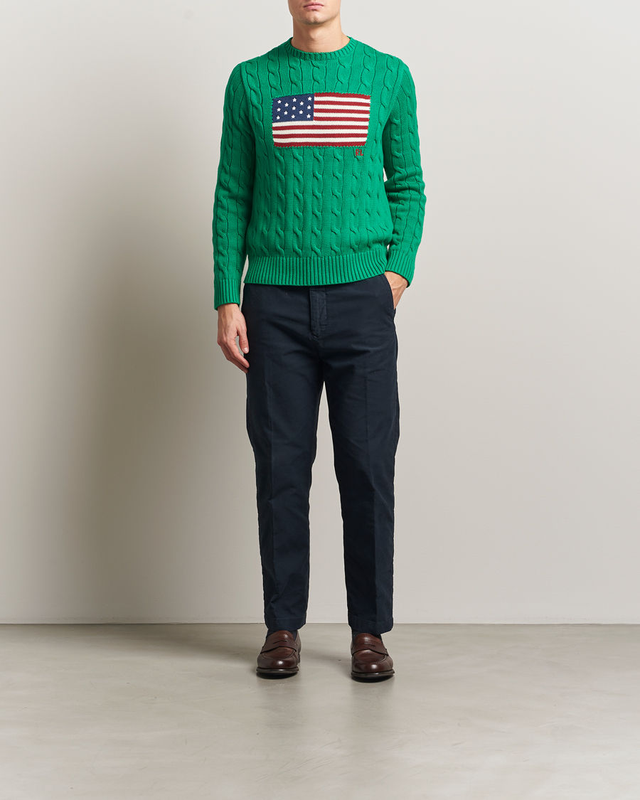 Homme | Pulls Et Tricots | Polo Ralph Lauren | Cotton Cable Flag Sweater Billiard Green