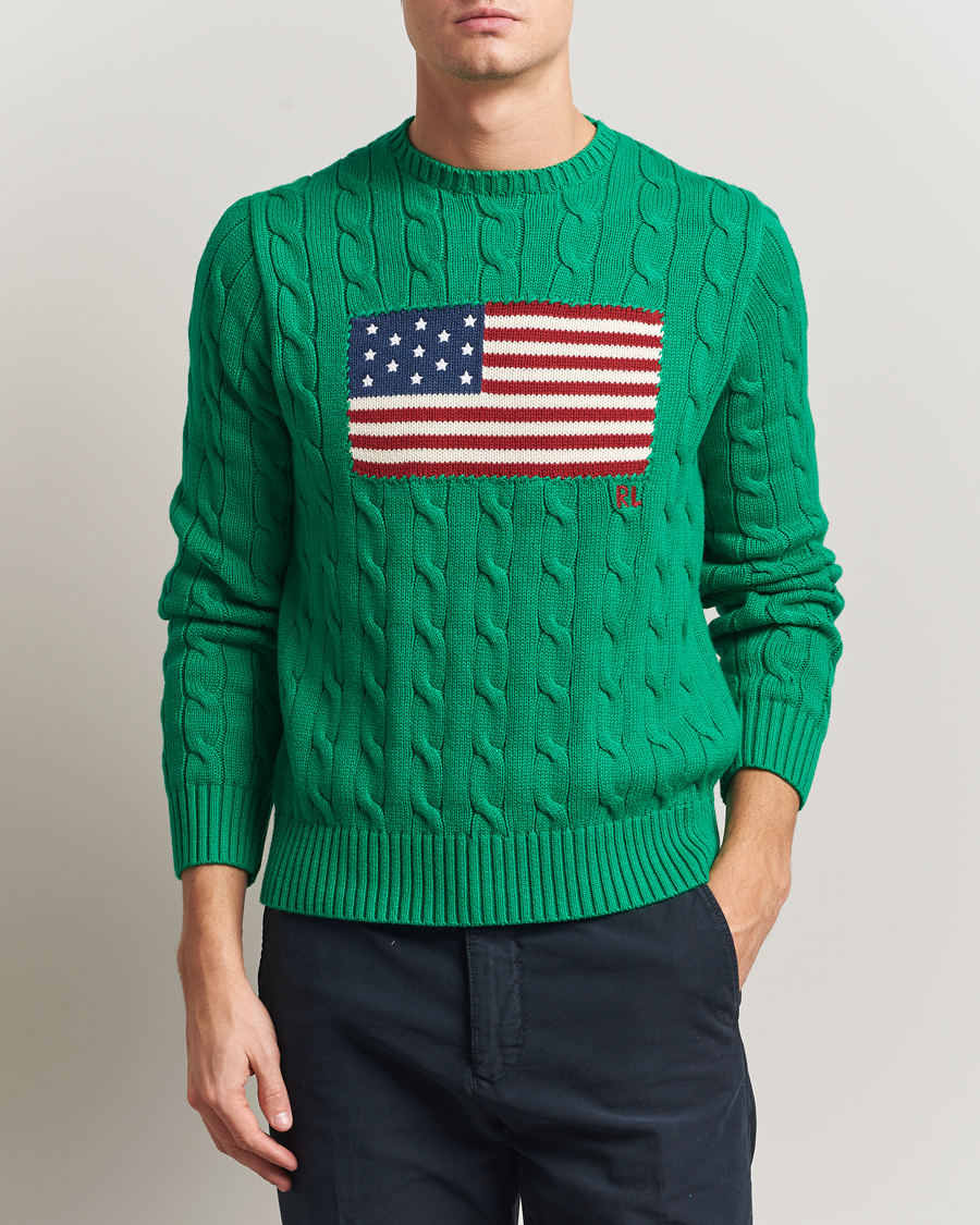 Homme | Pulls Et Tricots | Polo Ralph Lauren | Cotton Cable Flag Sweater Billiard Green