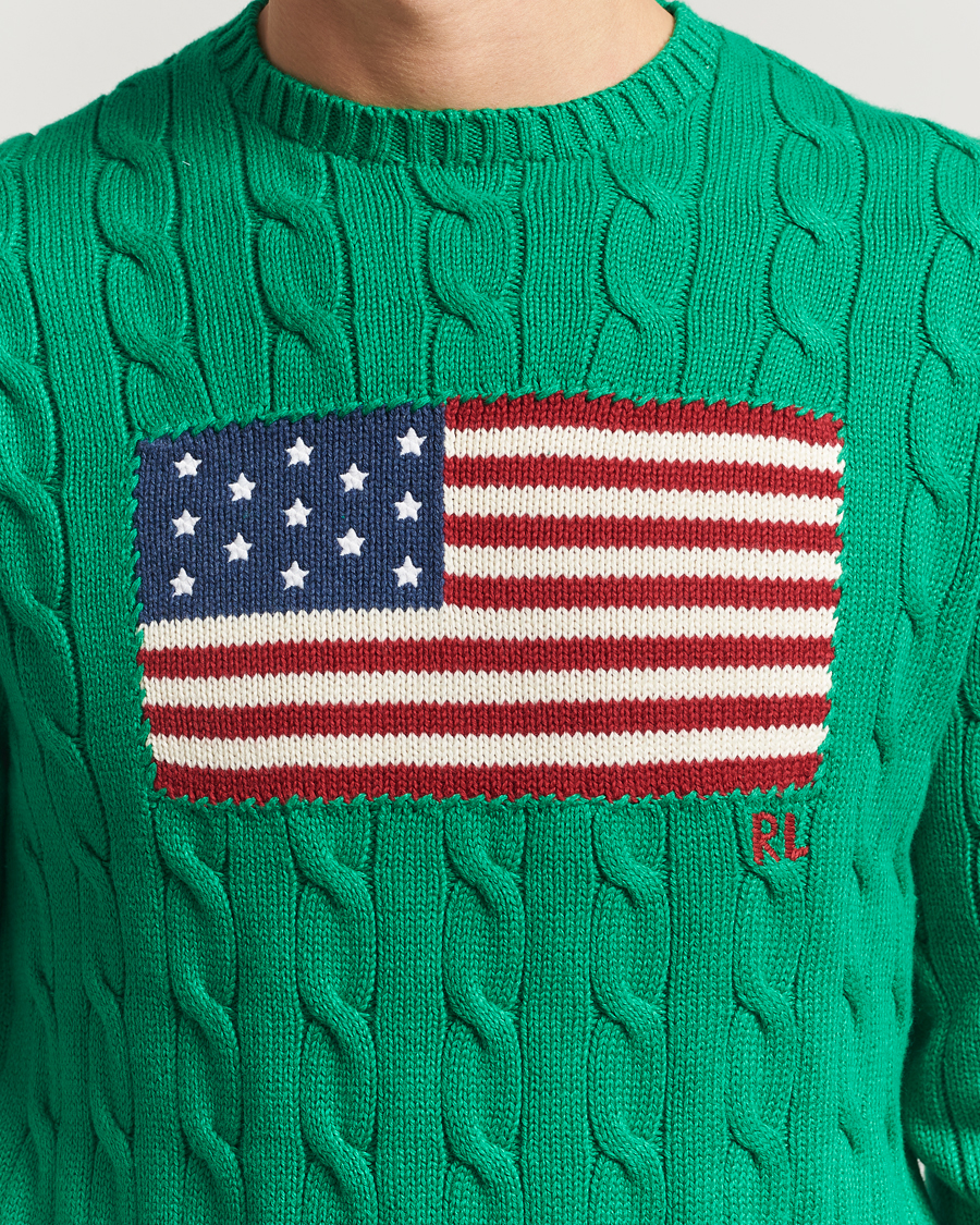 Homme | Pulls Et Tricots | Polo Ralph Lauren | Cotton Cable Flag Sweater Billiard Green