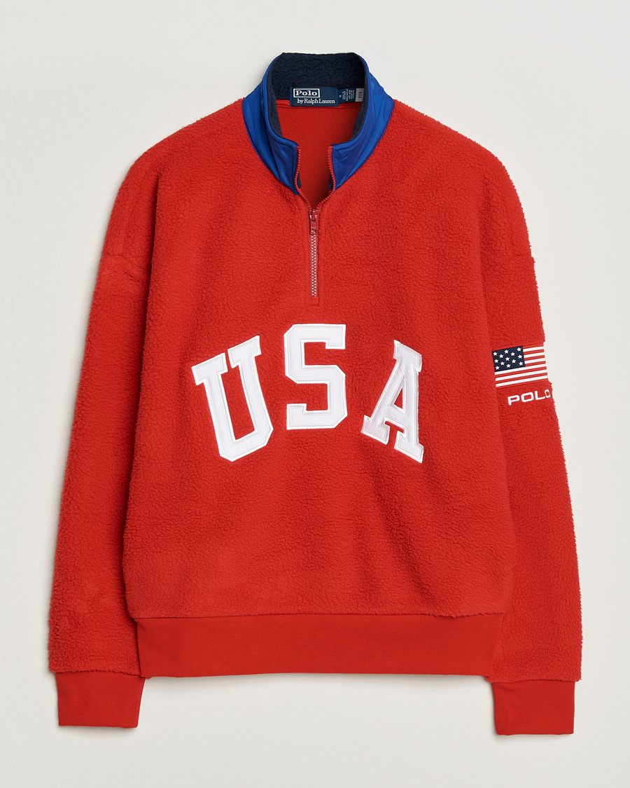 Homme | Pulls Et Tricots | Polo Ralph Lauren | Polar Half Zip USA Fleece RL 2000 Red
