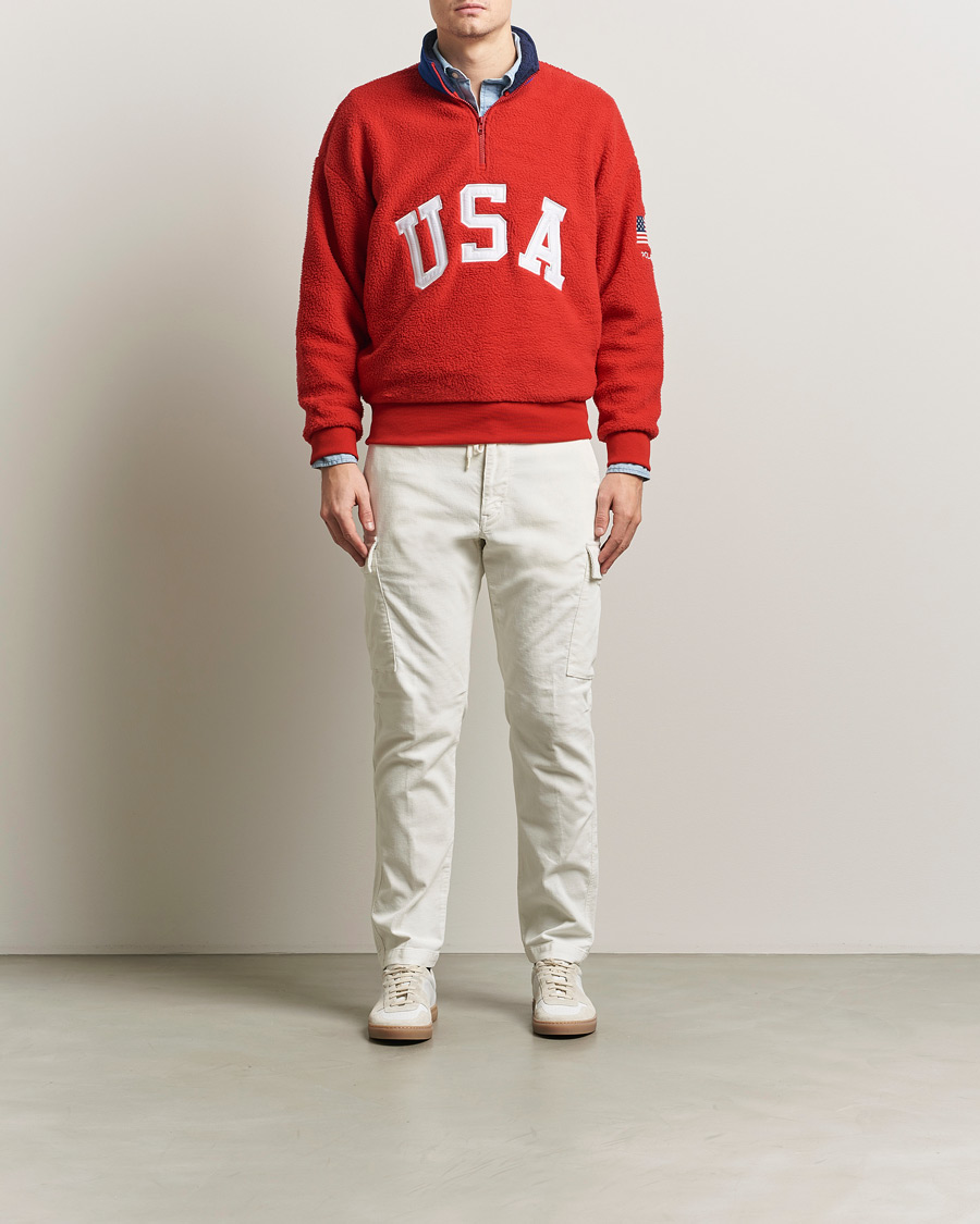 Homme | Pulls Et Tricots | Polo Ralph Lauren | Polar Half Zip USA Fleece RL 2000 Red