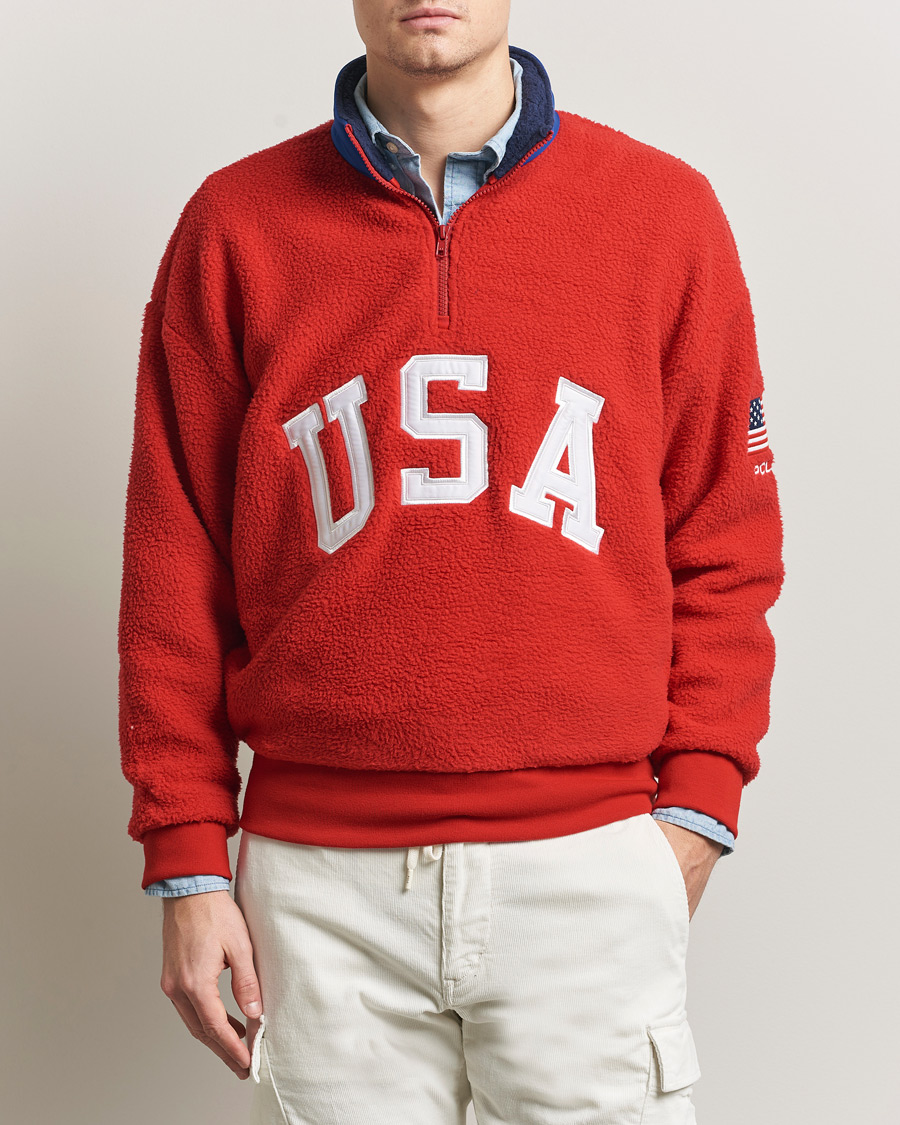 Homme | Pulls Et Tricots | Polo Ralph Lauren | Polar Half Zip USA Fleece RL 2000 Red