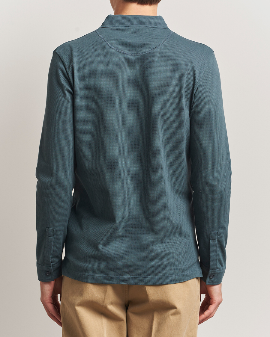 Homme | Polos | Sunspel | Long Sleeve Riviera Polo Shirt Dark Petrol