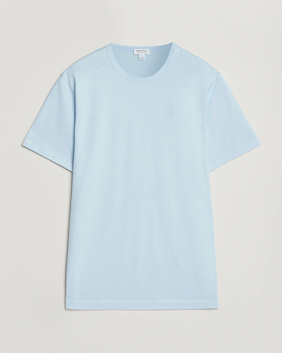 Homme | T-shirts | Sunspel | Crew Neck Q82 Cotton T-Shirt Frost Blue