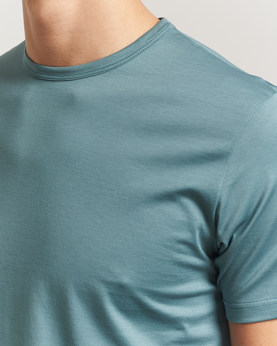 Homme | T-shirts | Sunspel | Crew Neck Q82 Cotton T-Shirt Steel Green