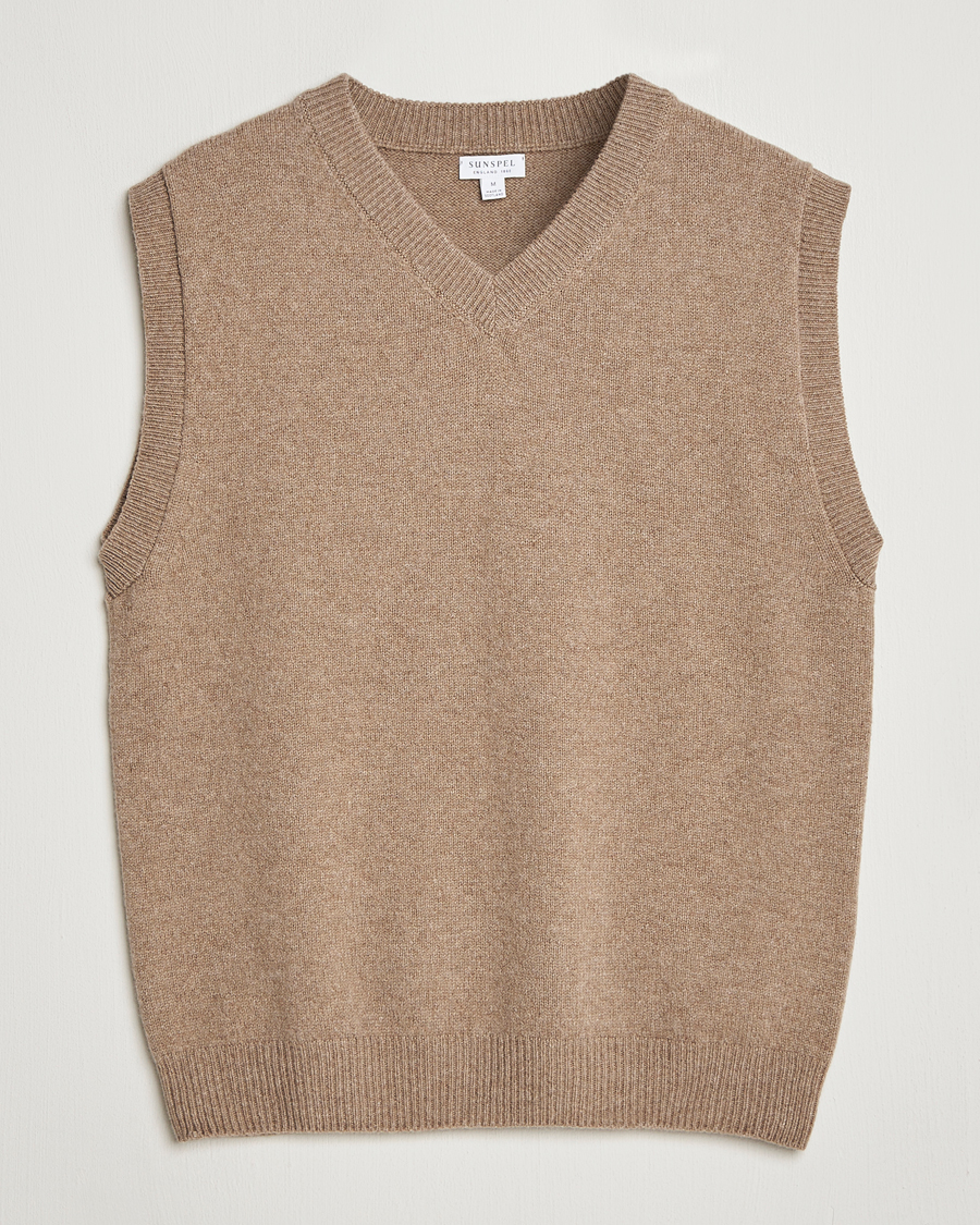 Homme | Pulls Et Tricots | Sunspel | Lambswool Knitted Vest Sandstone