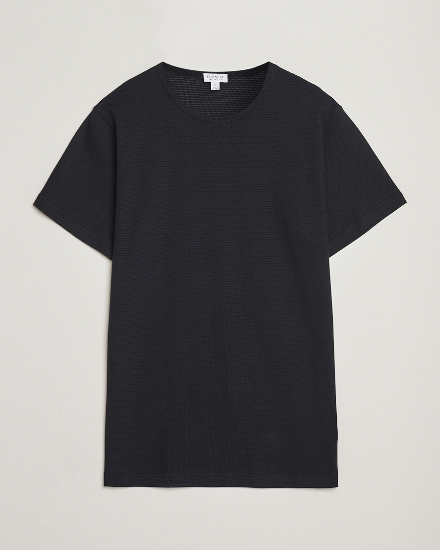 Homme | T-shirts | Sunspel | Cellular Underwear T-Shirt Black
