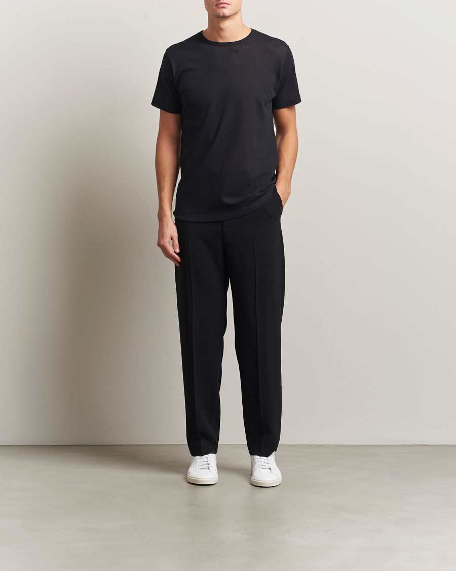 Homme | T-shirts | Sunspel | Cellular Underwear T-Shirt Black
