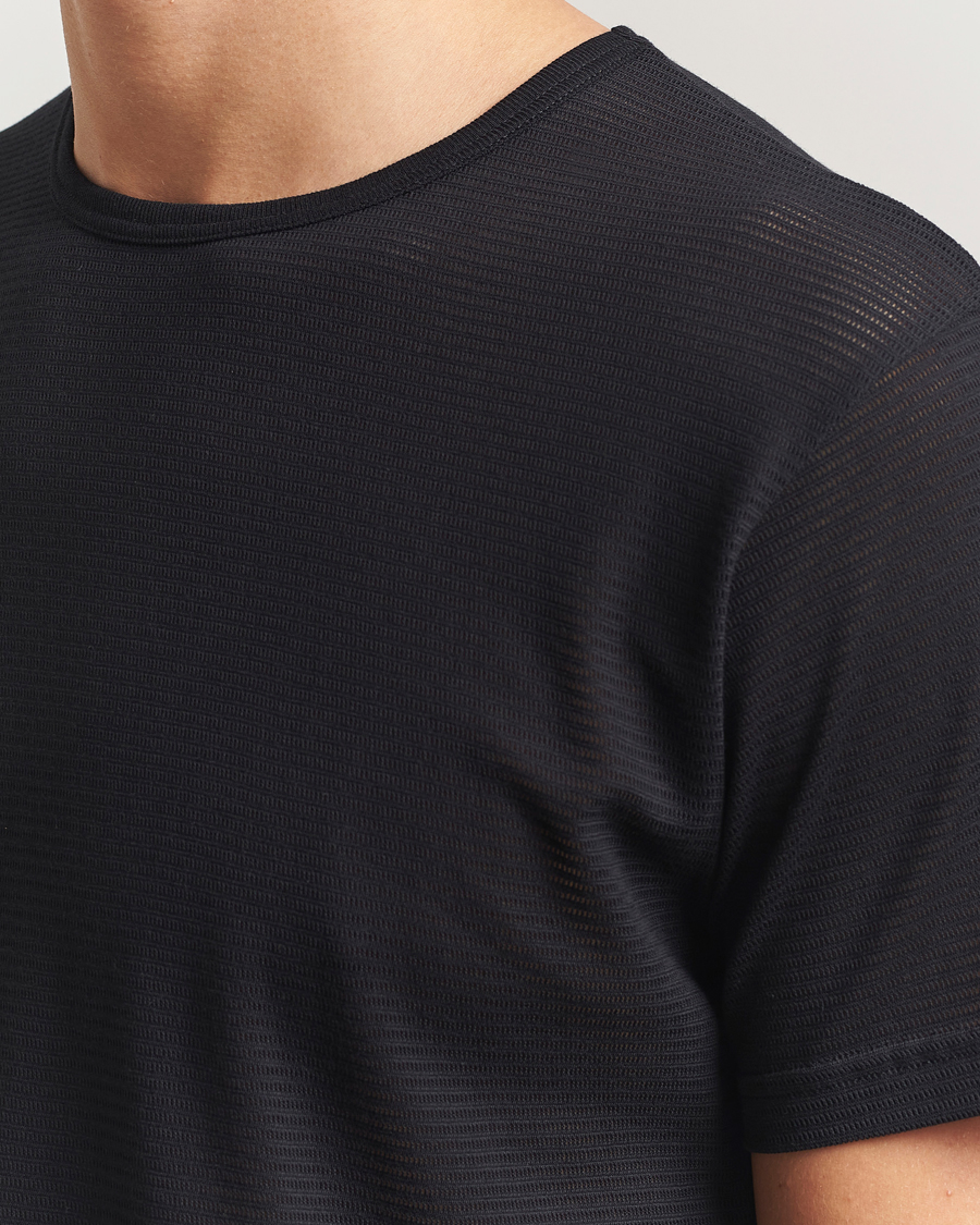 Homme | T-shirts | Sunspel | Cellular Underwear T-Shirt Black