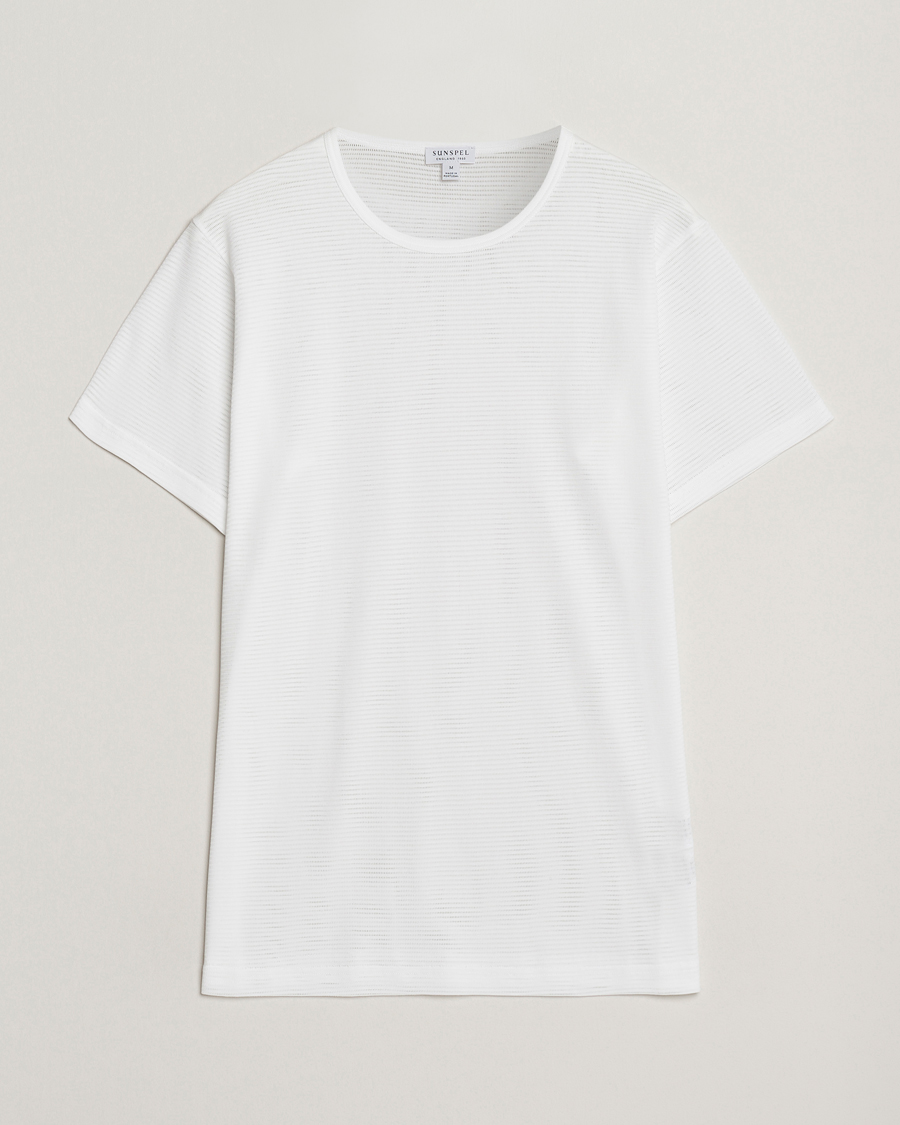 Homme | T-shirts | Sunspel | Cellular Underwear T-Shirt White