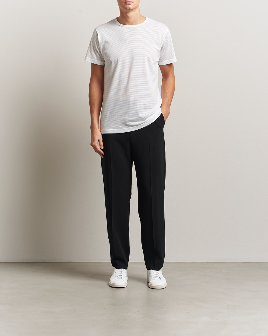 Homme | T-shirts | Sunspel | Cellular Underwear T-Shirt White