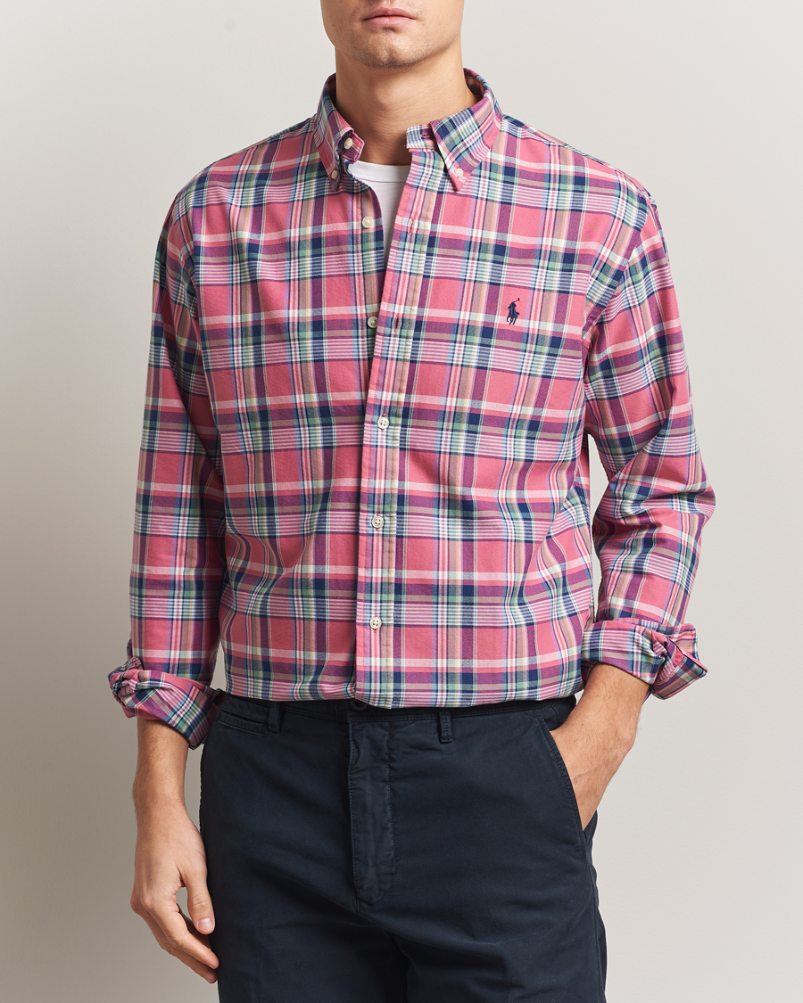 Homme | Chemises | Polo Ralph Lauren | Custom Fit Oxford Checked Shirt Pink/Blue