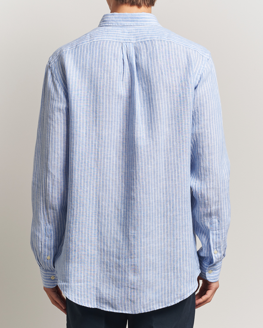 Homme | Chemises | Polo Ralph Lauren | Custom Fit Linen Striped Shirt Light Blue/White