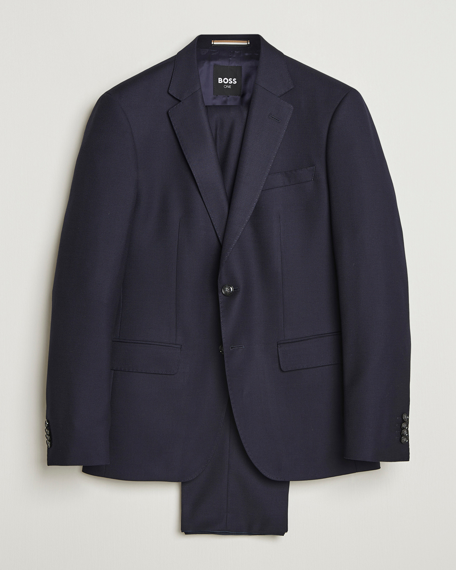 Homme | Costumes | BOSS BLACK | Huge Structured Wool Suit Dark Blue