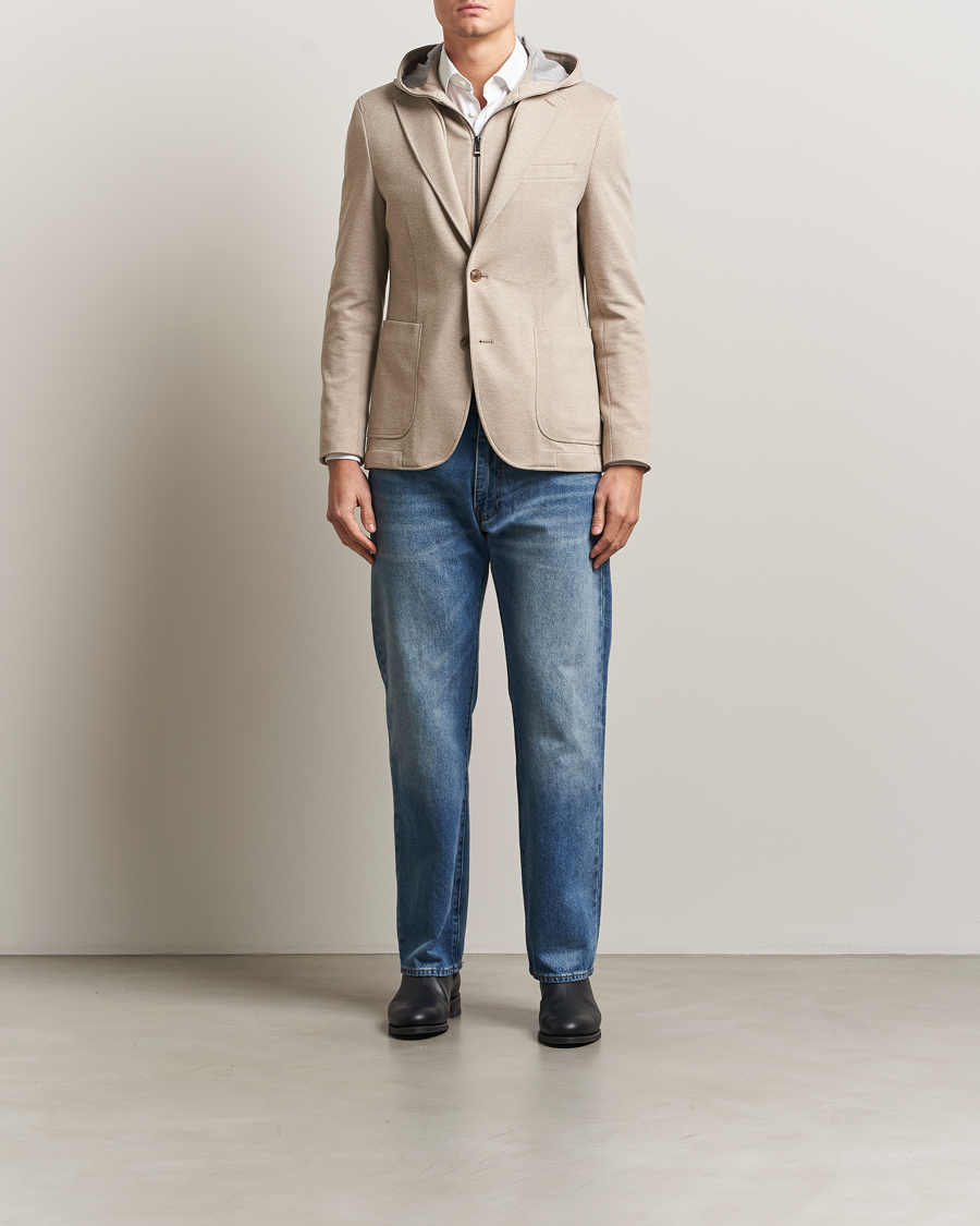 Homme | Blazers | BOSS BLACK | Hanry Hooded Jersey Blazer Dark Beige