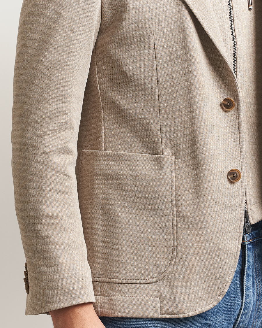 Homme | Blazers | BOSS BLACK | Hanry Hooded Jersey Blazer Dark Beige