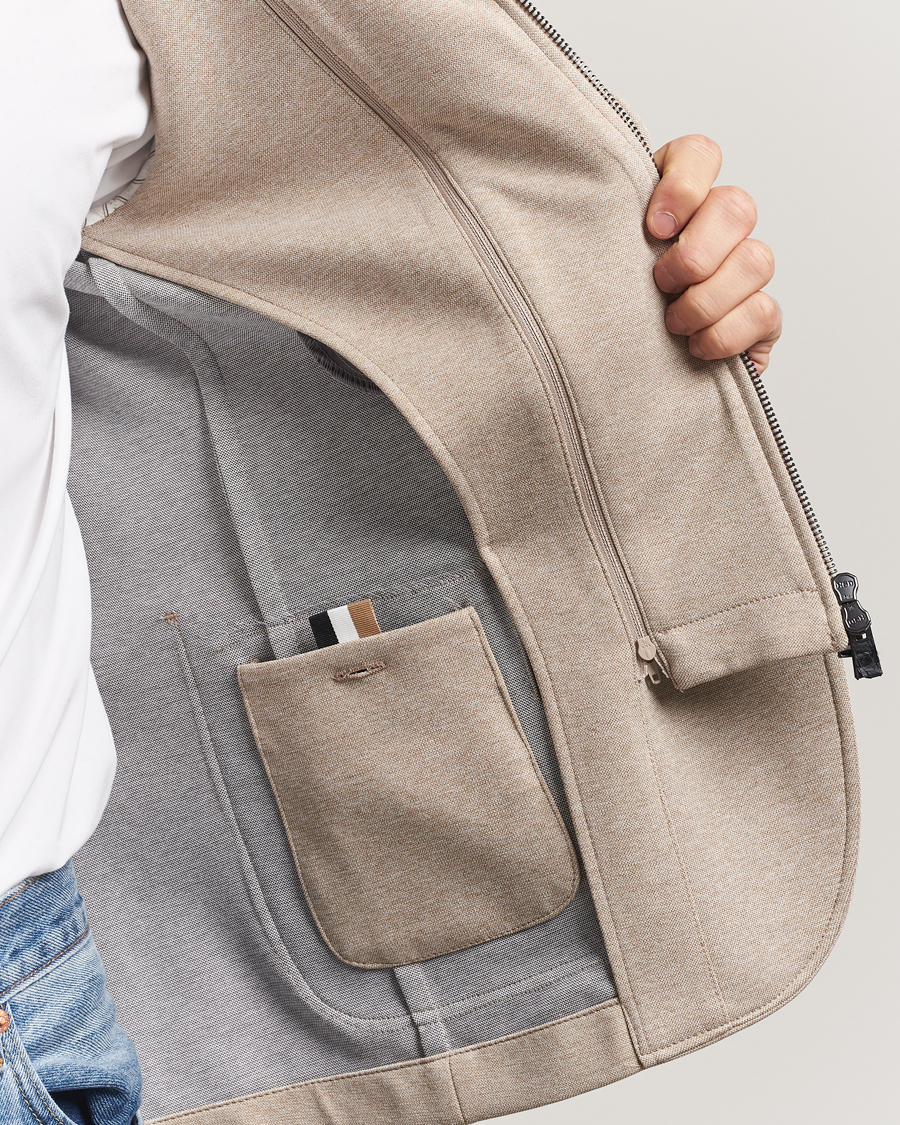 Homme | Blazers | BOSS BLACK | Hanry Hooded Jersey Blazer Dark Beige