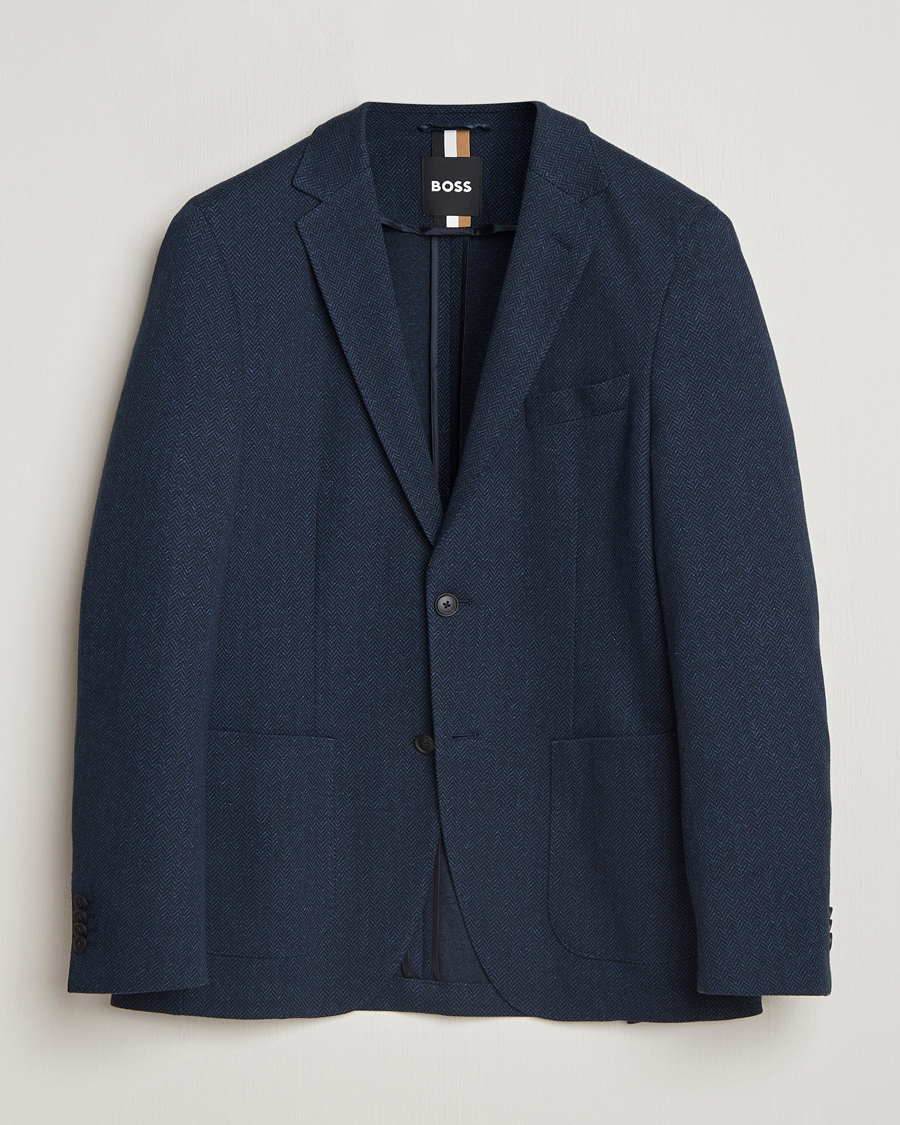 Homme | Blazers | BOSS BLACK | Jaye Jersey Herringbone Blazer Dark Blue
