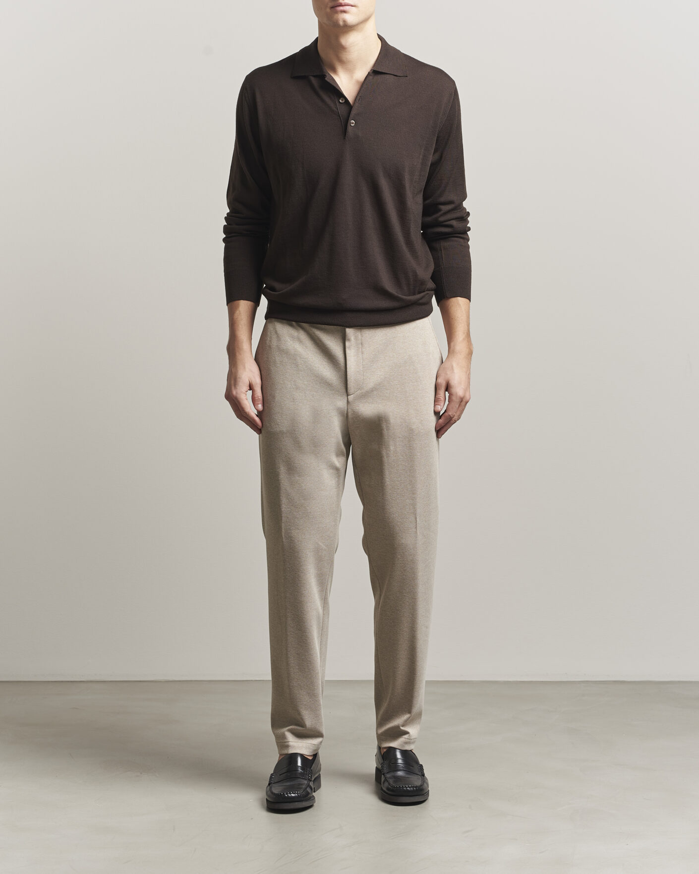 Homme | Pantalons | BOSS BLACK | Perin Jersey Drawstring Trousers Dark Beige