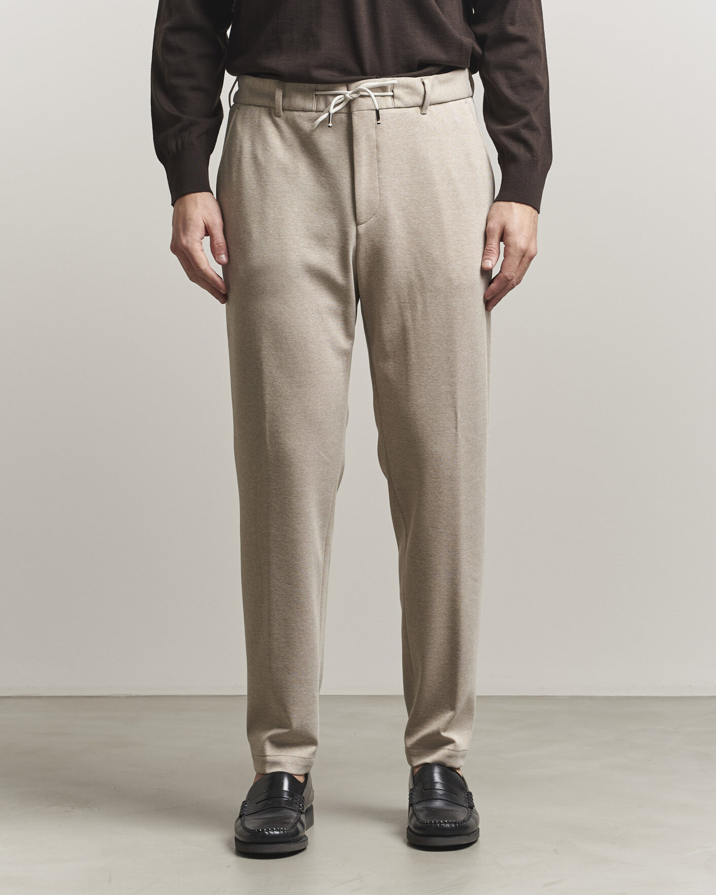 Homme | Pantalons | BOSS BLACK | Perin Jersey Drawstring Trousers Dark Beige