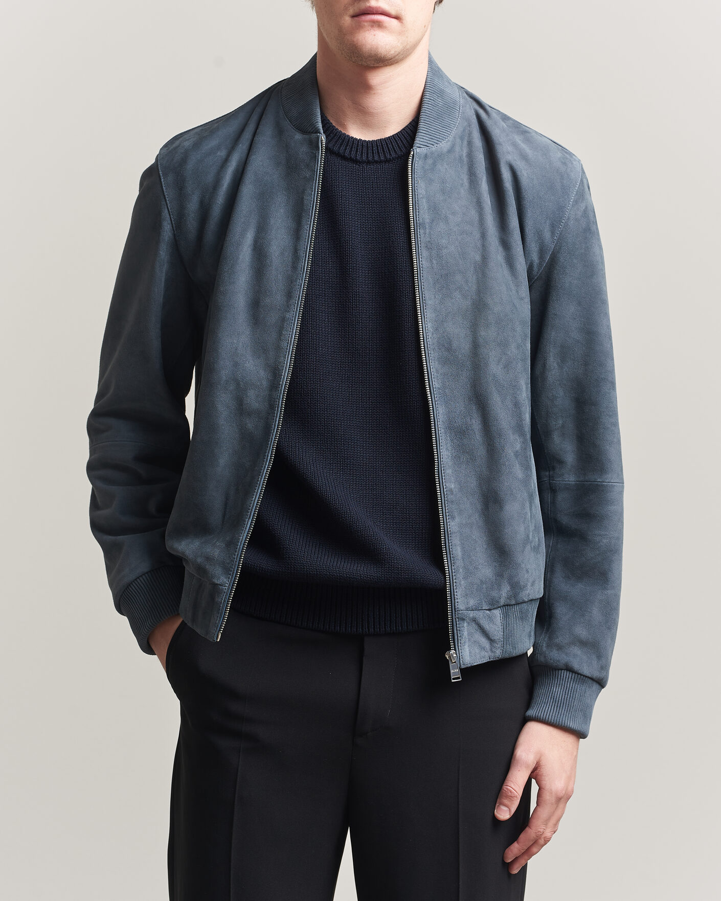 Homme | Manteaux Et Vestes | BOSS BLACK | Muller Suede Jacket Open Blue