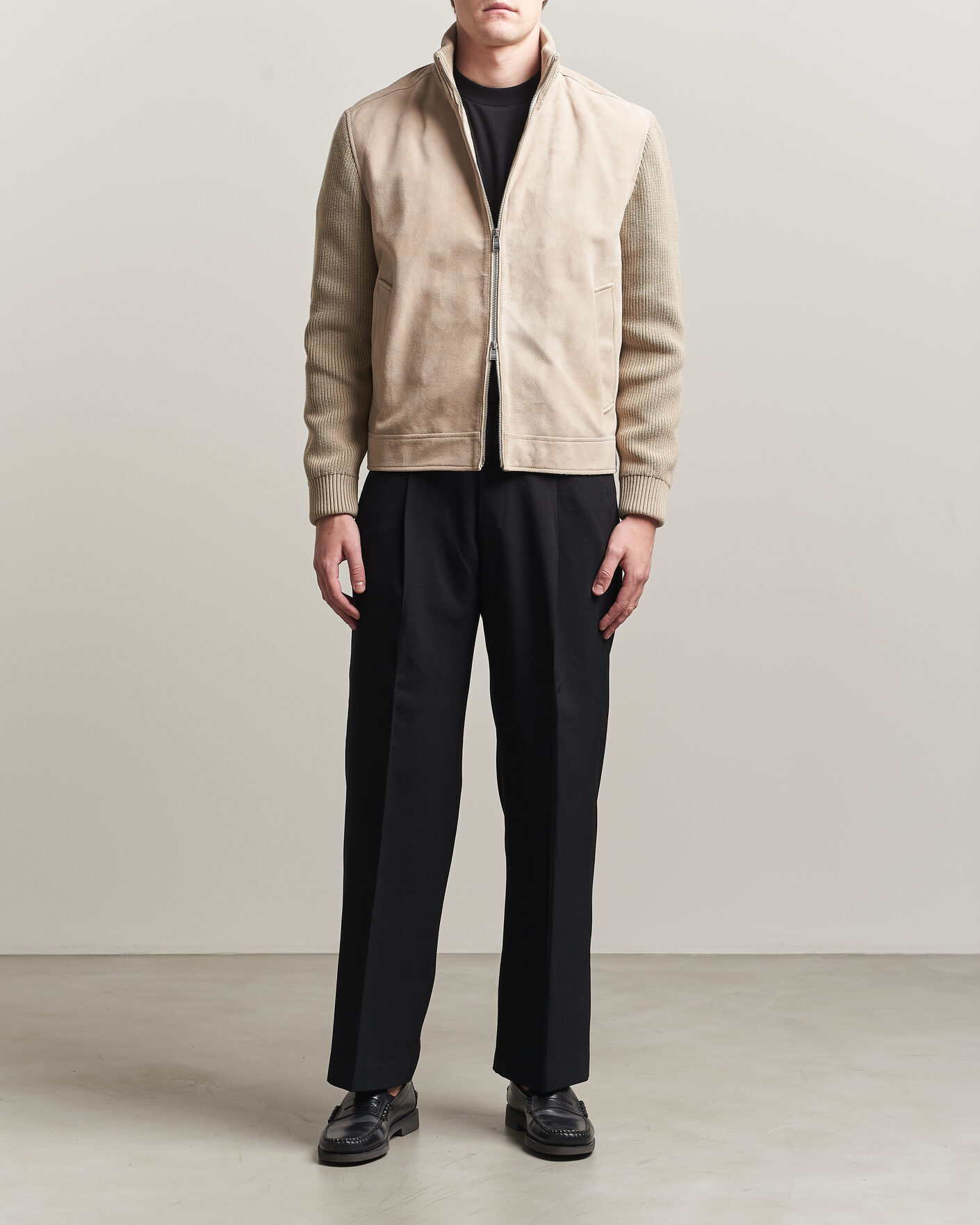 Homme | Manteaux Et Vestes | BOSS BLACK | Maven Suede Hybrid Jacket Open White