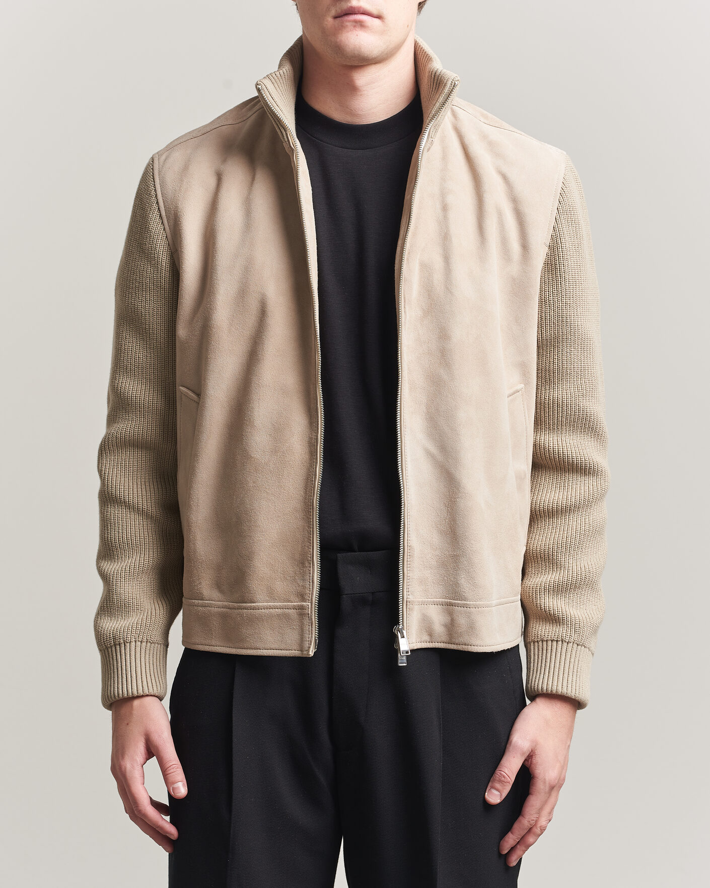 Homme | Manteaux Et Vestes | BOSS BLACK | Maven Suede Hybrid Jacket Open White