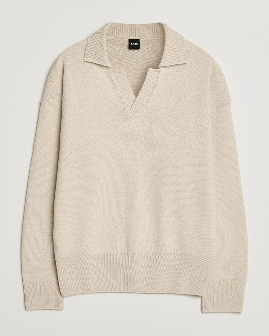 Homme | Pulls Et Tricots | BOSS BLACK | Ucari Wool Knitted Polo Open White