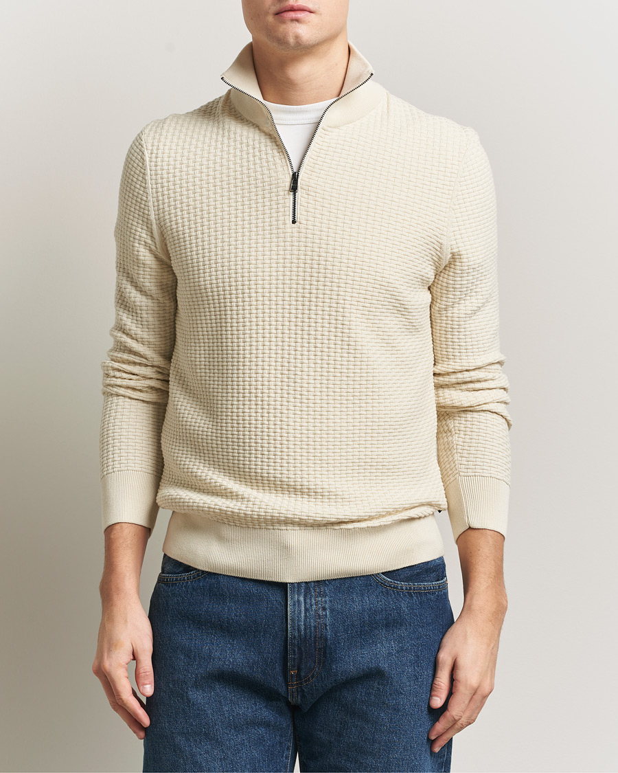 Homme | Pulls Et Tricots | BOSS BLACK | Ulicio Structured Knitted Half Zip Open White