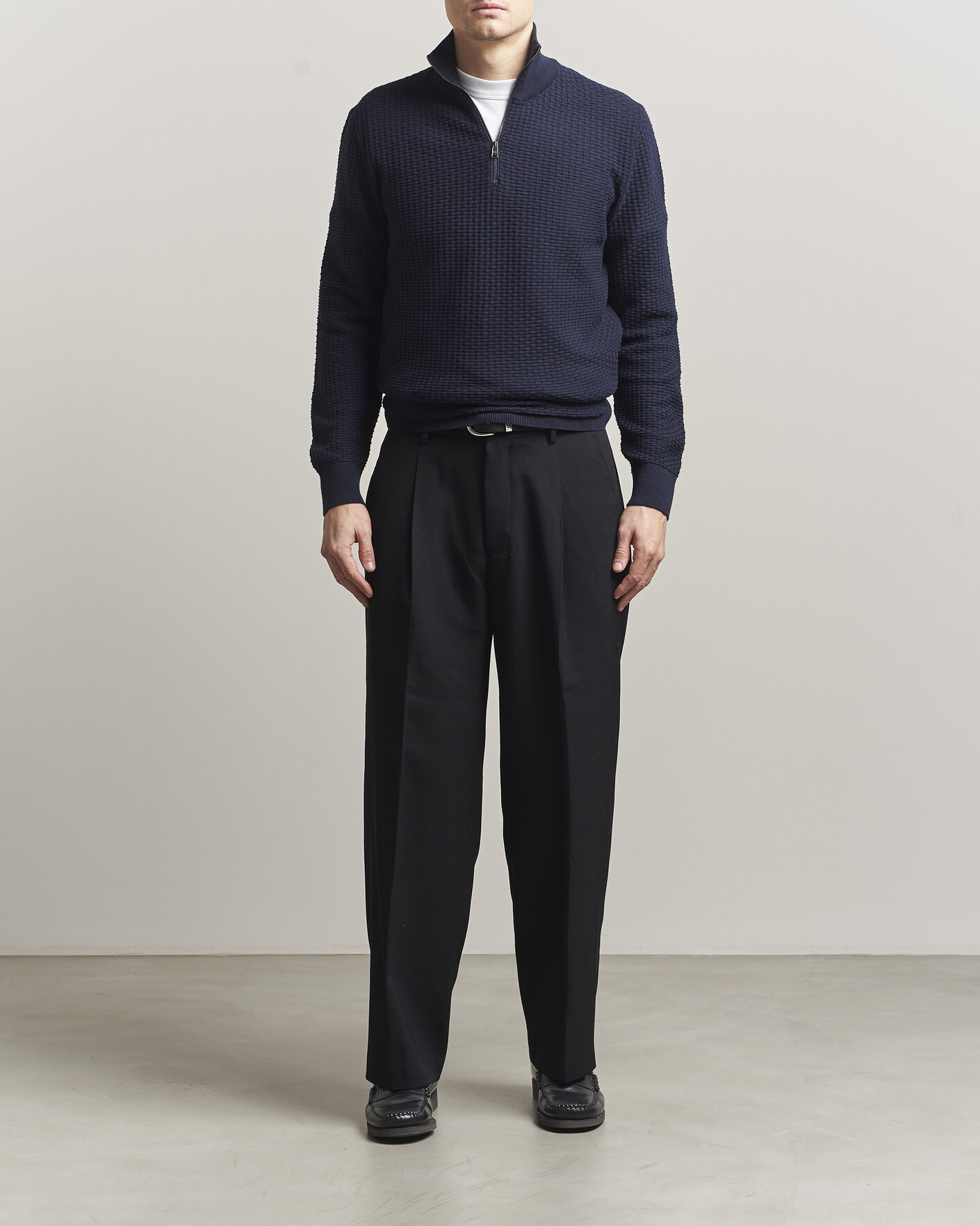 Homme | Pulls Et Tricots | BOSS BLACK | Ulicio Structured Knitted Half Zip Dark Blue