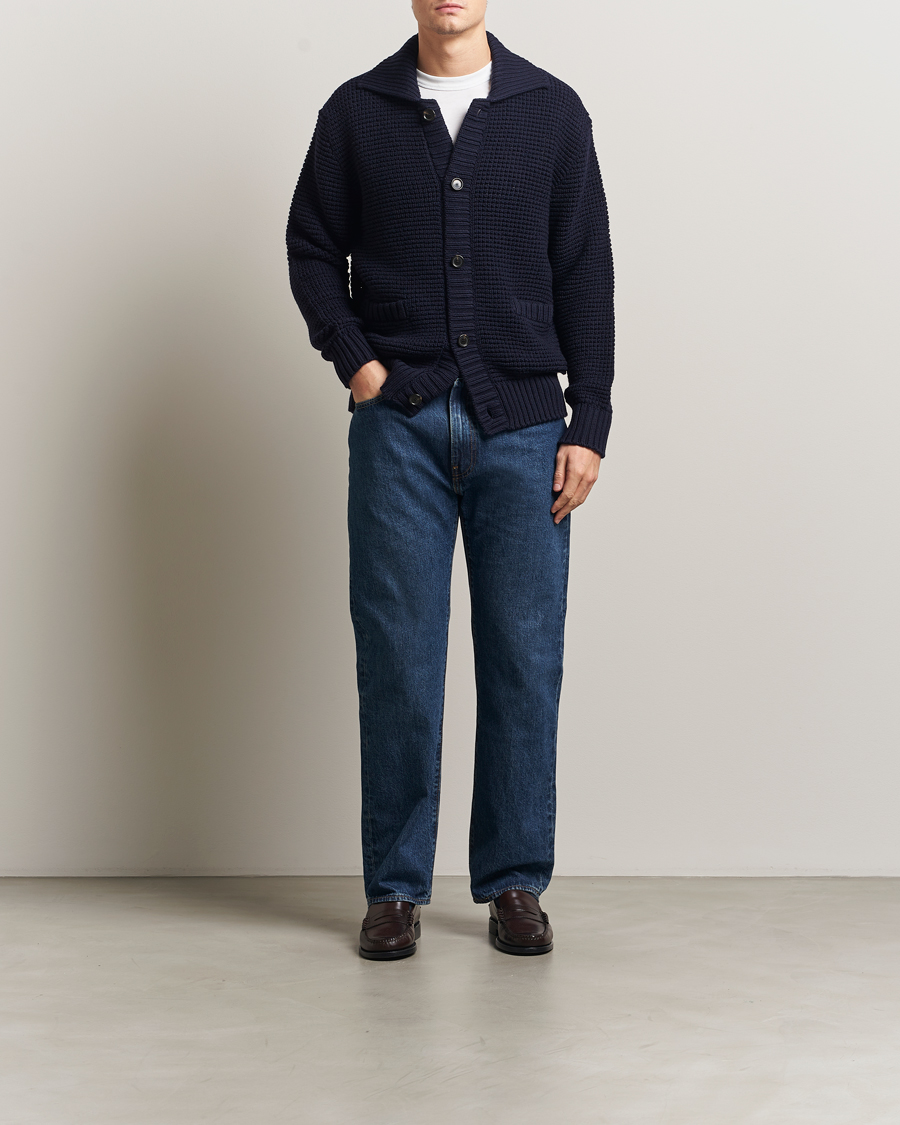 Homme | Pulls Et Tricots | BOSS BLACK | Ulivi Heavy Knitted Cardigan Dark Blue