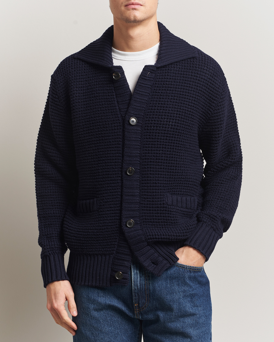 Homme | Pulls Et Tricots | BOSS BLACK | Ulivi Heavy Knitted Cardigan Dark Blue