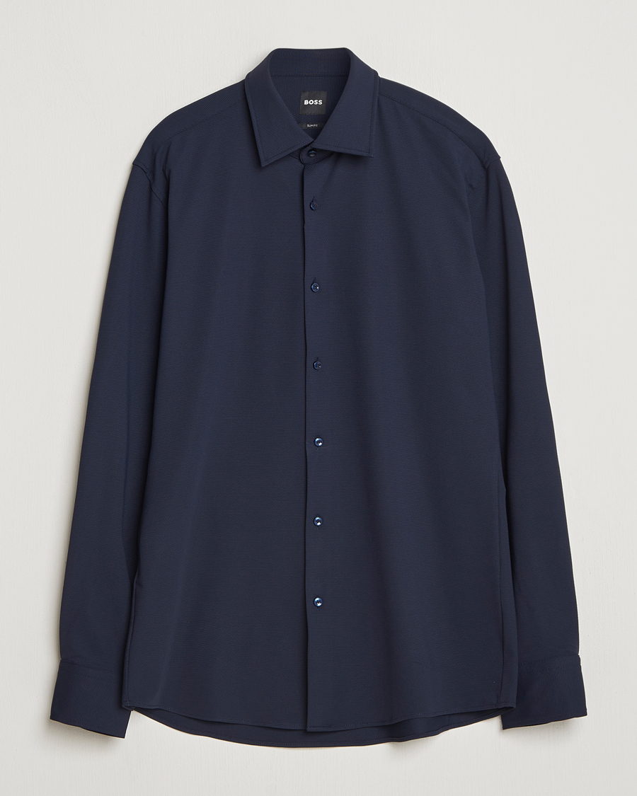 Homme | Chemises | BOSS BLACK | Hank Structured Jersey Shirt Dark Blue