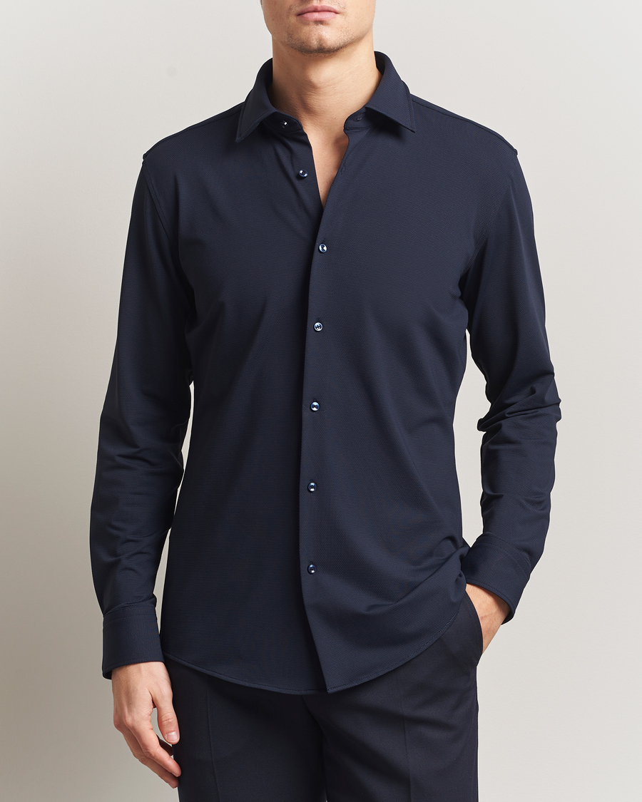 Homme | Chemises | BOSS BLACK | Hank Structured Jersey Shirt Dark Blue