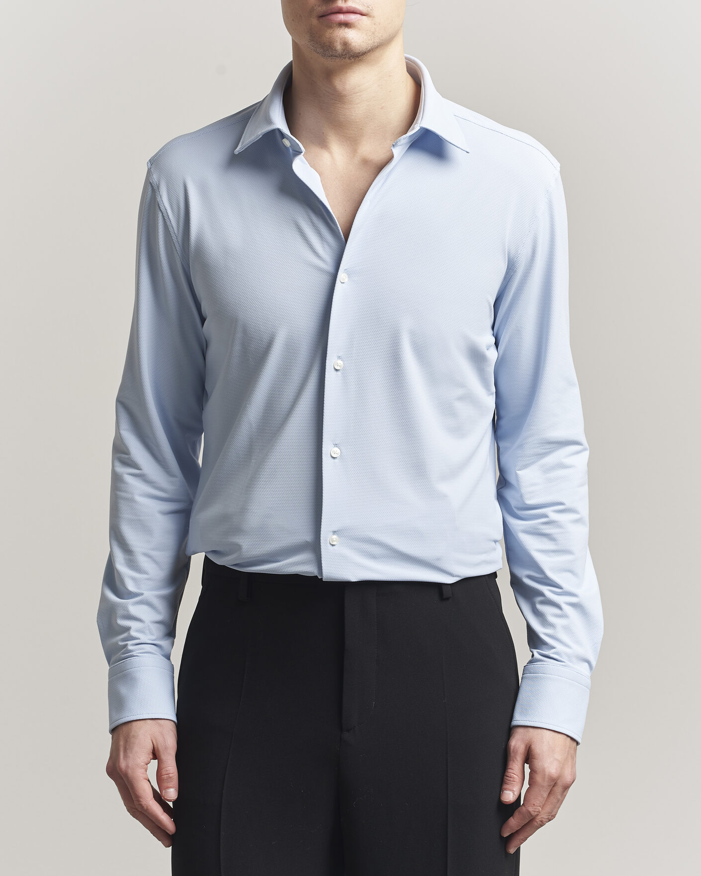 Homme | Chemises | BOSS BLACK | Hank Structured Jersey Shirt Light Blue