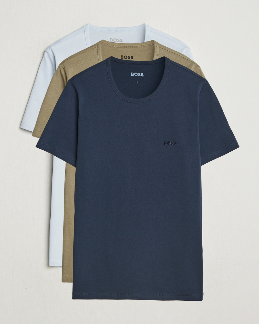 Homme | T-shirts | BOSS BLACK | 3-Pack Crew Neck T-Shirt Green/Blue/Navy
