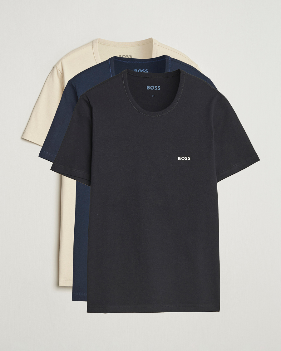 Homme | T-shirts | BOSS BLACK | 3-Pack Crew Neck T-Shirt Beige/Navy/Black