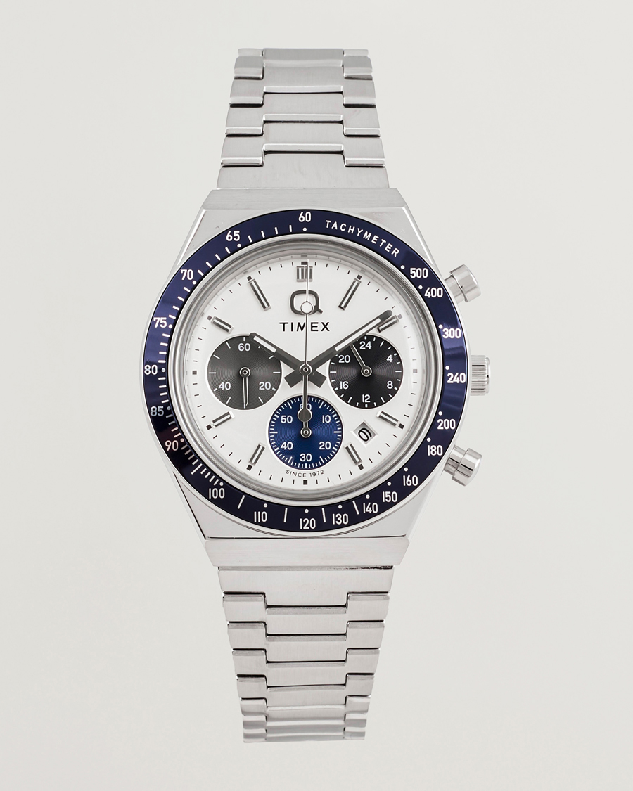 Homme | Timex Q Chronograph Tonal Sub Dials 40mm White Dial | Timex | Q Chronograph Tonal Sub Dials 40mm White Dial
