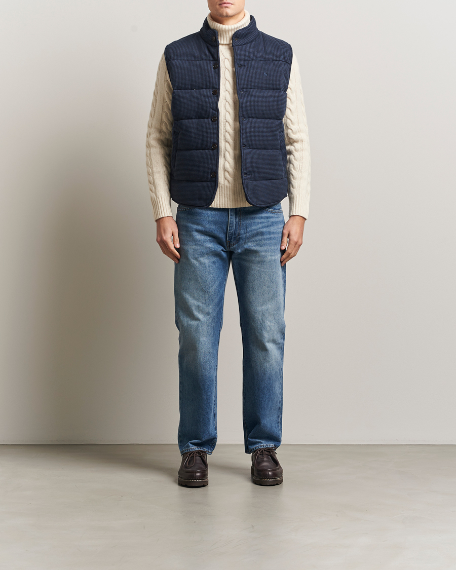 Homme | Gilets | Polo Ralph Lauren | Knitted Dogtooth Vest Winter Navy Heather