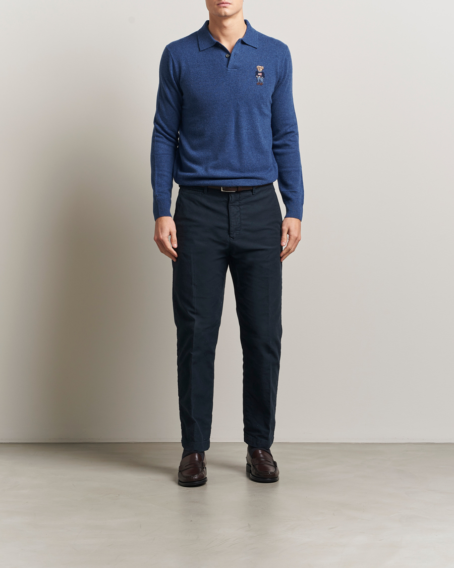 Homme | Polos | Polo Ralph Lauren | Washed Long Sleeve Bear Polo Rustic Navy Heather