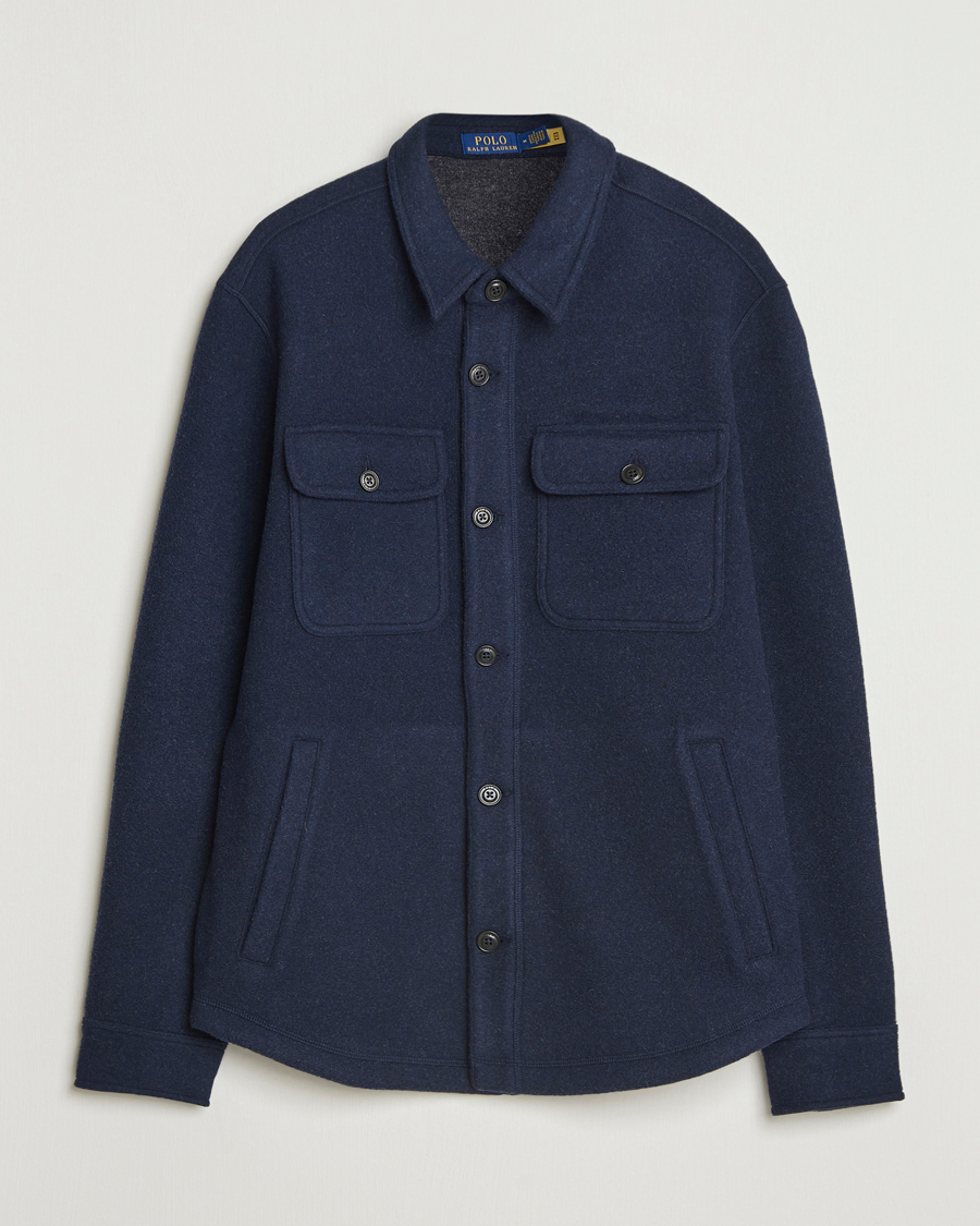 Homme | Chemises | Polo Ralph Lauren | Brushed Double Knitted Overshirt Worth Navy Heather