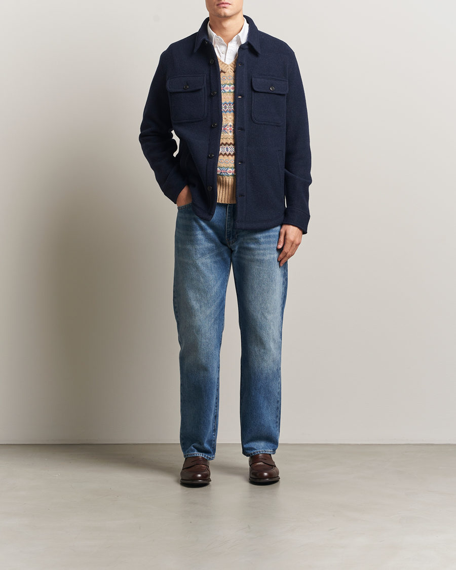 Homme | Chemises | Polo Ralph Lauren | Brushed Double Knitted Overshirt Worth Navy Heather