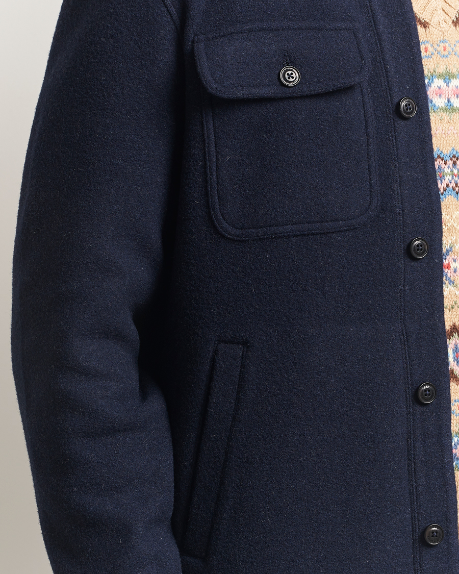 Homme | Chemises | Polo Ralph Lauren | Brushed Double Knitted Overshirt Worth Navy Heather