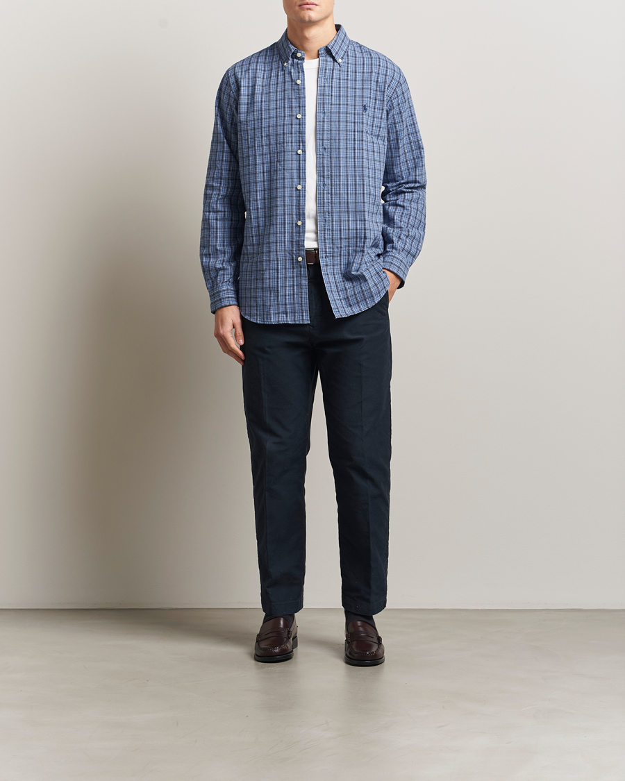 Homme | Chemises | Polo Ralph Lauren | Custom Fit Checked Shirt Blue Heather Multi
