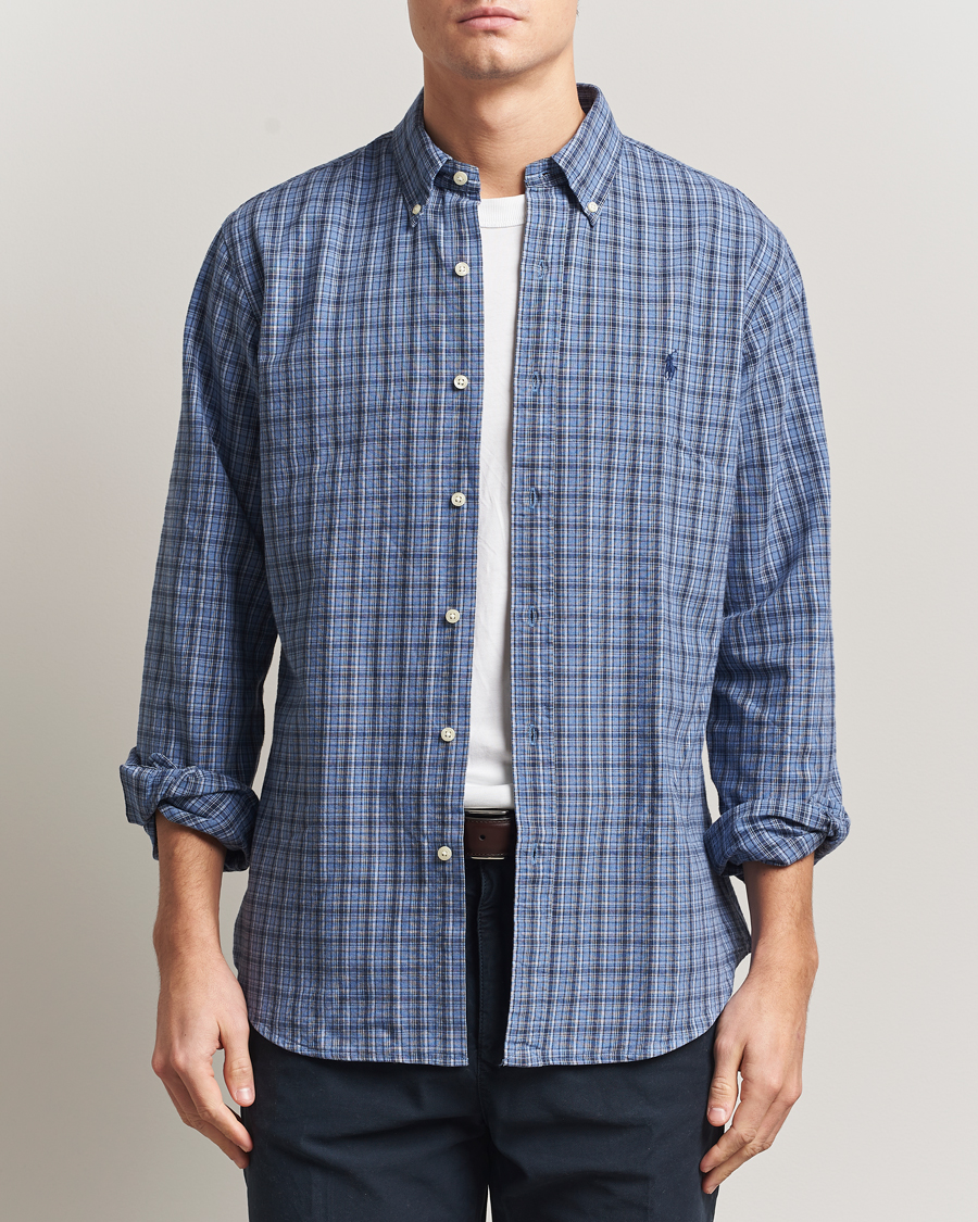 Homme | Chemises | Polo Ralph Lauren | Custom Fit Checked Shirt Blue Heather Multi